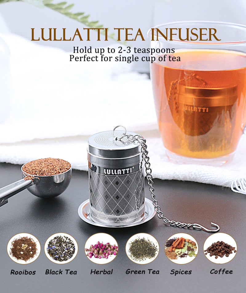 LULLATTI Tea Balls for Loose Tea, (2+1 Pack) 18/8 Stainless Steel Tea Infuser Set, Extra Fine Mesh Tea Strainers for Brew Tea, Spices & Seasonings - Image 5